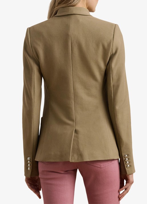 Ralph Lauren Blazer van piqué katoen met metallic logoborduring - achterkant 5 madison tan / beige