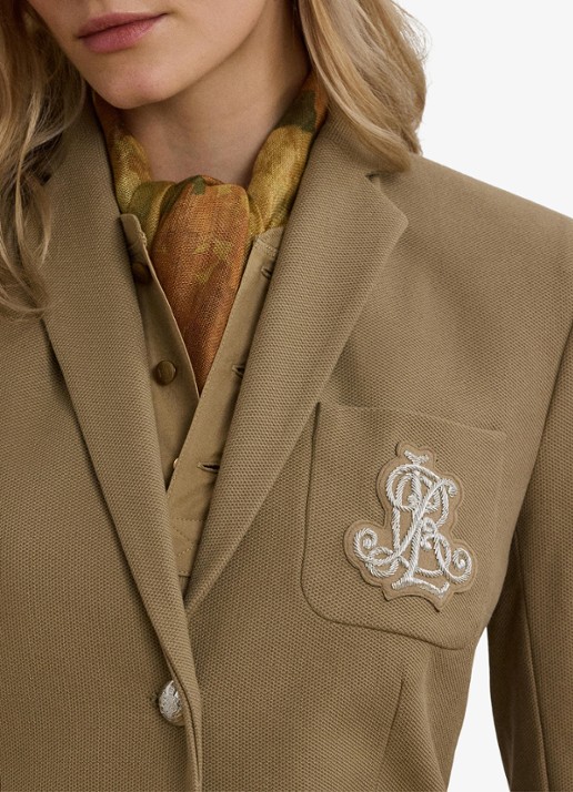 Ralph Lauren Blazer van piqué katoen met metallic logoborduring - detail 4 madison tan / beige