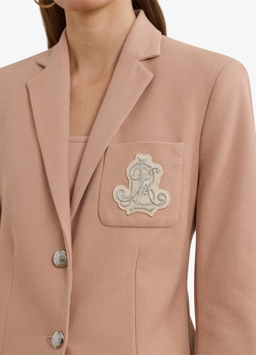 Ralph Lauren Blazer van piqué katoen met metallic logoborduring - detail 2 sunrise blush / roze
