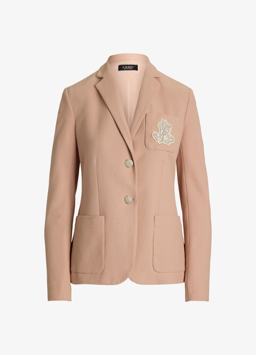 Ralph Lauren Blazer van piqué katoen met metallic logoborduring - voorkant 4 sunrise blush / roze
