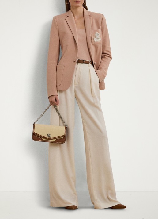 Ralph Lauren Blazer van piqué katoen met metallic logoborduring - voorkant 5 sunrise blush / roze