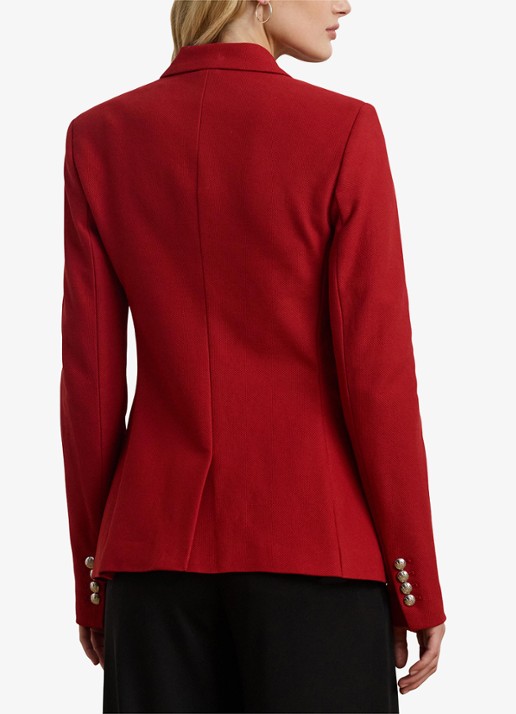 Ralph Lauren Blazer van piqué katoen met metallic logoborduring - achterkant 5 madison red / rood