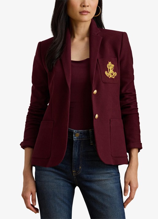 Ralph Lauren Blazer van piqué katoen met metallic logoborduring