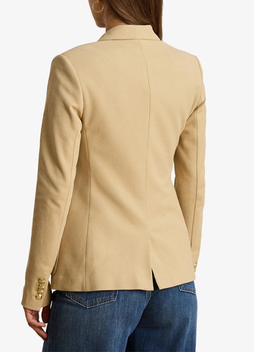 Ralph Lauren Blazer van piqué katoen met metallic logoborduring - achterkant birch tan / beige