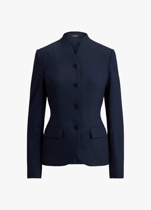 Ralph Lauren Blazer van wol met klepzakken - voorkant 3 lauren navy / blauw