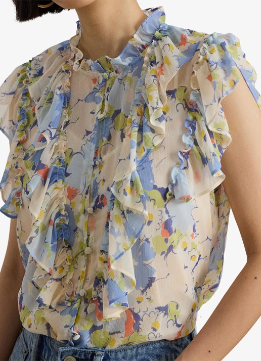 Ralph Lauren Blouse met bloemenprint en ruches - detail 5 blue multi-2wmg