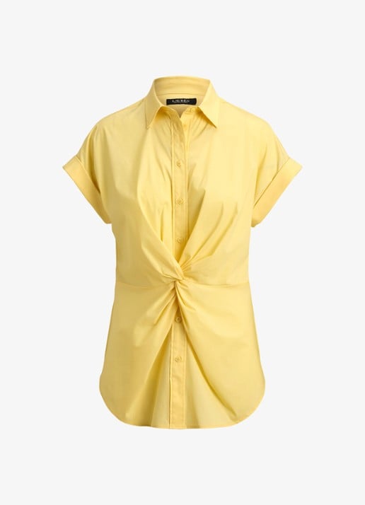 Ralph Lauren Blouse met geknoopt detail - voorkant geel