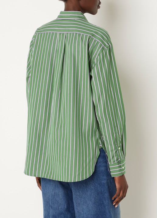 Ralph Lauren Blouse met logo en streepprint - achterkant lindegroen