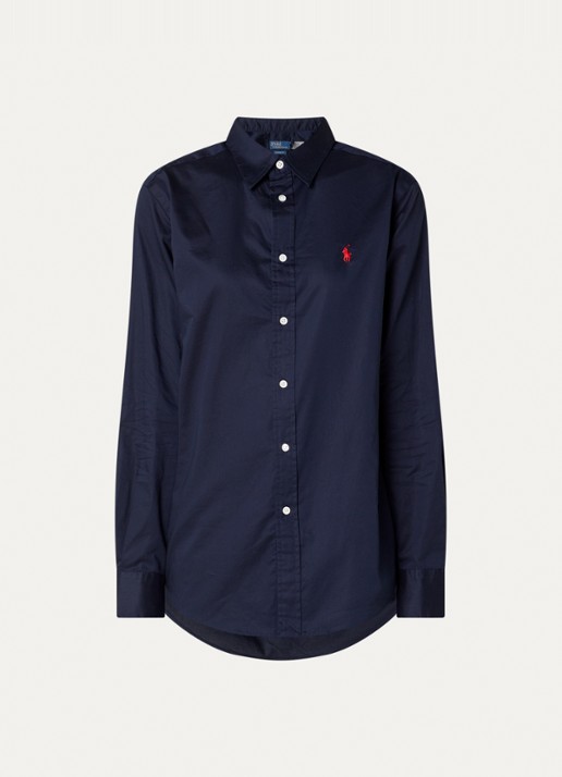 Ralph Lauren Blouse met logo - voorkant 2 donkerblauw