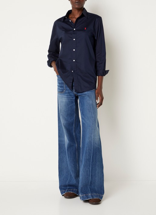 Ralph Lauren Blouse met logo - voorkant 3 donkerblauw