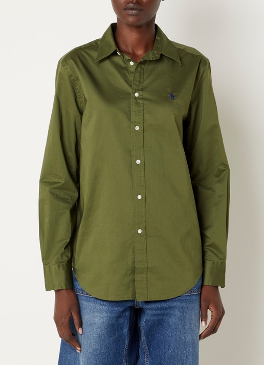 Ralph Lauren Blouse met logo - detail 2 mosgroen