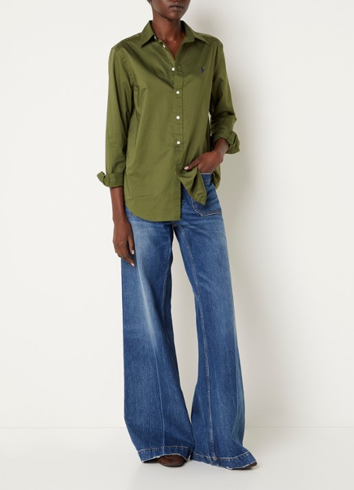 Ralph Lauren Blouse met logo - voorkant 4 mosgroen