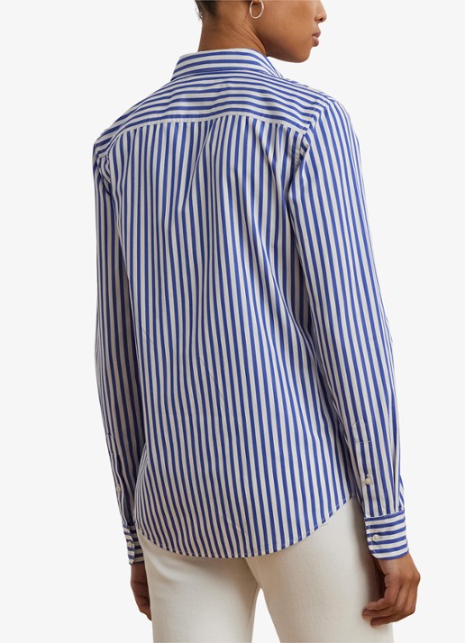 Ralph Lauren Blouse met logoborduring en streepprint - achterkant 5 blauw
