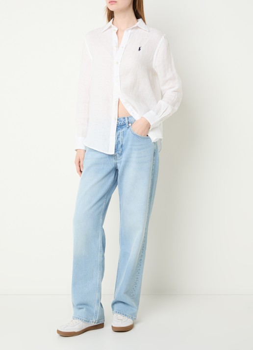 Ralph Lauren Blouse met logoborduring - voorkant 2 gebroken wit