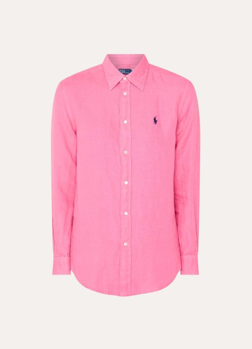 Ralph Lauren Blouse met logoborduring - voorkant donkerroze