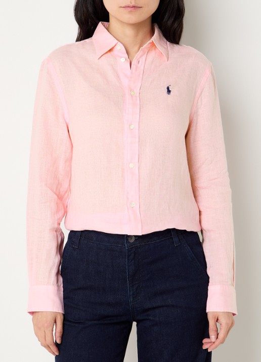 Ralph Lauren Blouse met logoborduring - detail 3 lichtroze