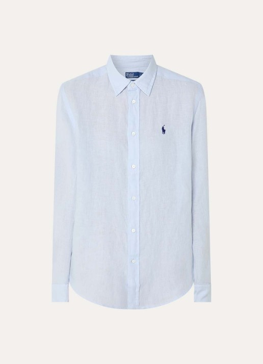 Ralph Lauren Blouse met logoborduring - voorkant blauwgrijs