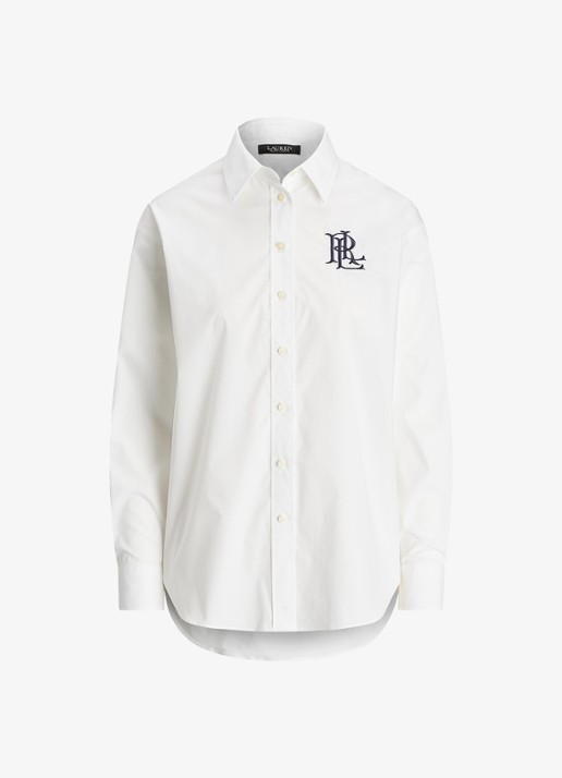 Ralph Lauren Blouse met logoborduring - voorkant 4 wit