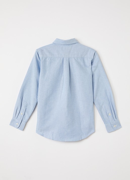 Ralph Lauren Blouse met logoborduring - voorkant 2 blauwgrijs