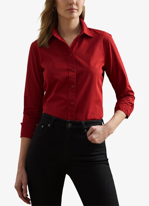 Ralph Lauren Blouse met logoborduring - detail madison red / rood
