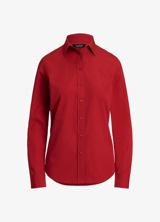 Ralph Lauren Blouse met logoborduring - voorkant 3 madison red / rood