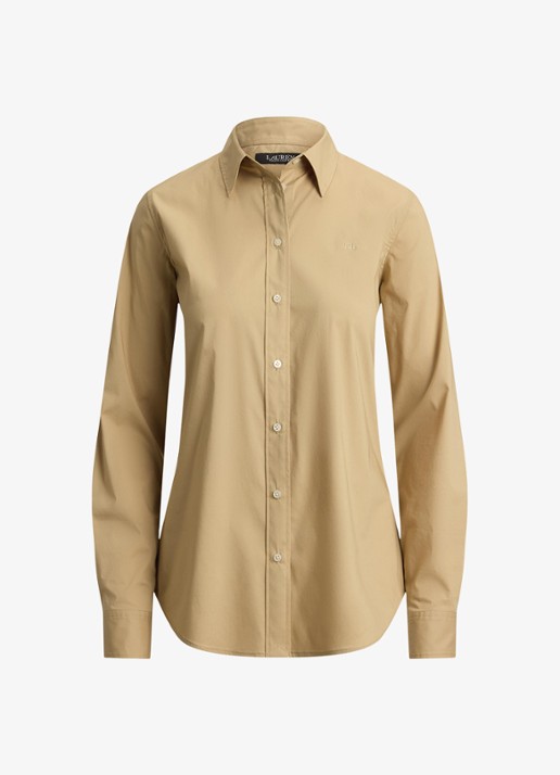 Ralph Lauren Blouse met logoborduring - voorkant birch tan / beige