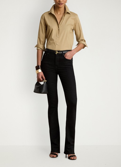 Ralph Lauren Blouse met logoborduring - voorkant 2 birch tan / beige
