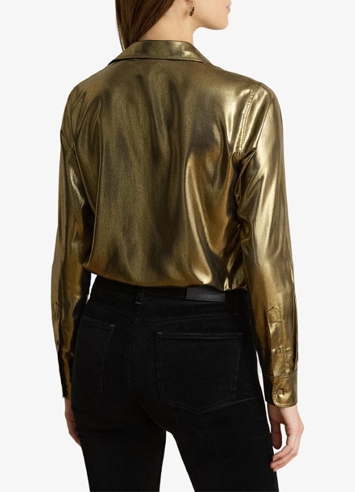 Ralph Lauren Blouse met metallic finish - achterkant 5 black/antique gold-3lap