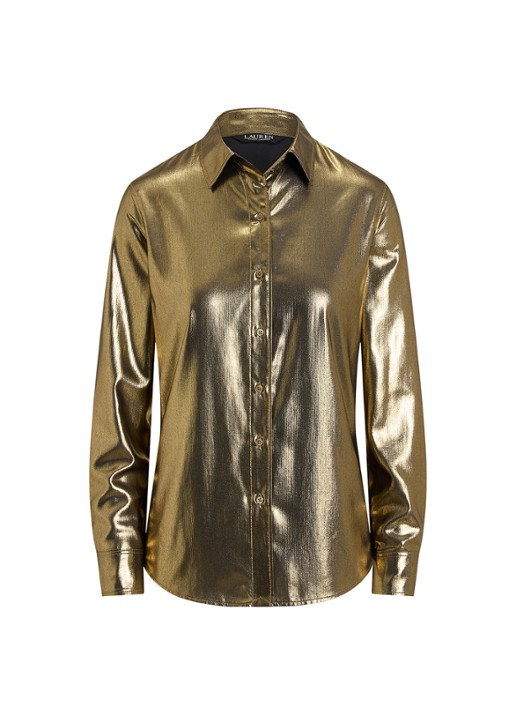 Ralph Lauren Blouse met metallic finish - voorkant 3 black/antique gold-3lap