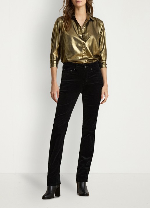 Ralph Lauren Blouse met metallic finish - voorkant 4 black/antique gold-3lap