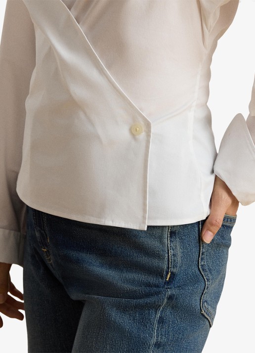 Ralph Lauren Blouse met overslag - detail 2 wit