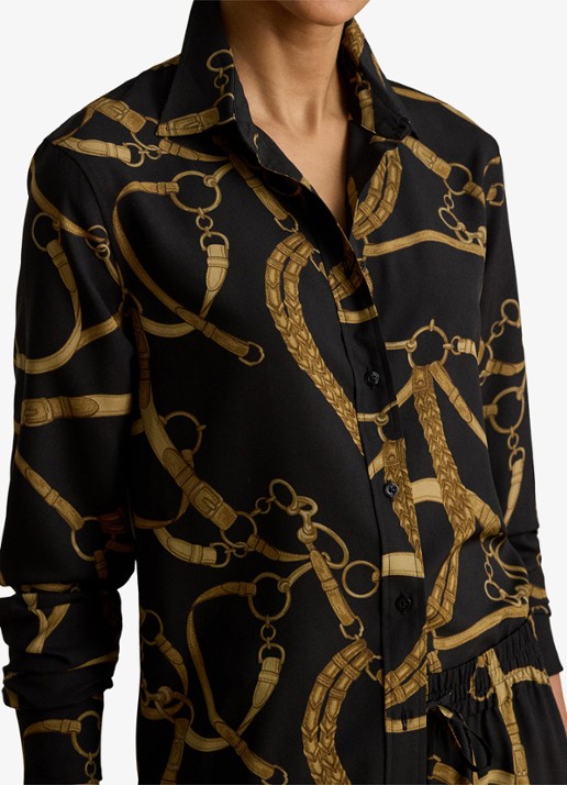 Ralph Lauren Blouse met print - detail 5 black/tan / zwart