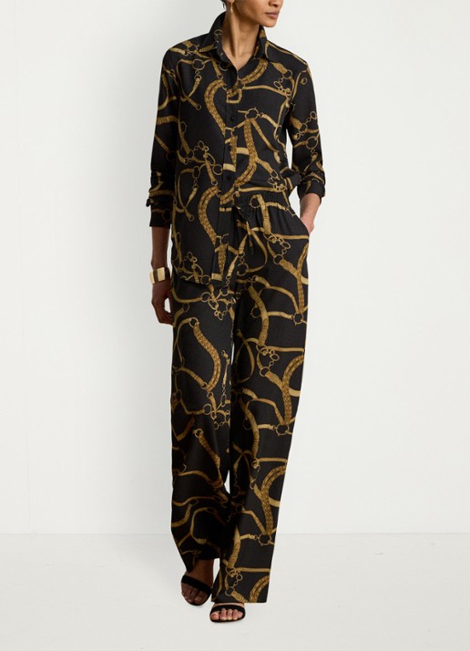 Ralph Lauren Blouse met print - voorkant 2 black/tan / zwart