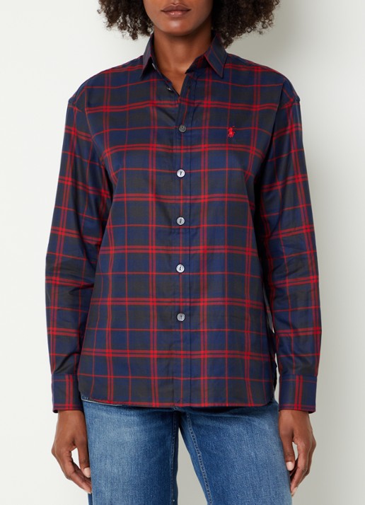 Ralph Lauren Blouse met ruitdessin - detail 3 rood