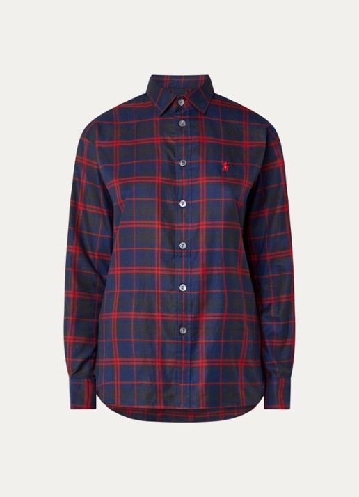 Ralph Lauren Blouse met ruitdessin - voorkant rood