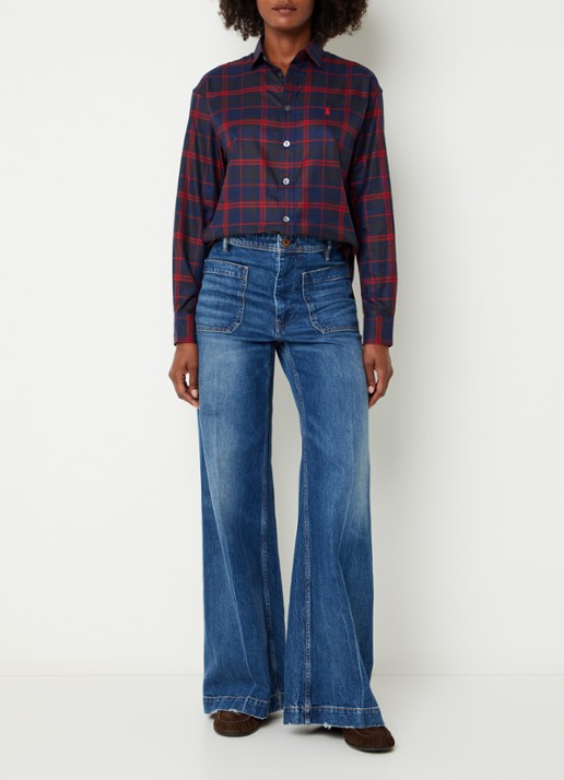 Ralph Lauren Blouse met ruitdessin - voorkant 2 rood