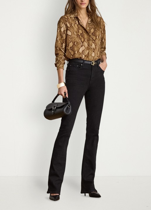Ralph Lauren Blouse met slangenprint - voorkant 3 tan multi / beige