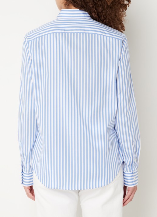 Ralph Lauren Blouse met streepprint en logoborduring - achterkant 2 lichtblauw