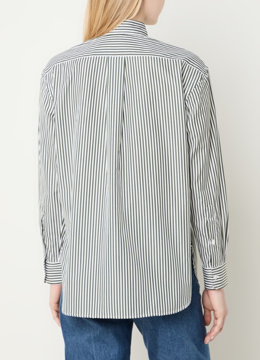 Ralph Lauren Blouse met streepprint en logoborduring - achterkant 3 groen