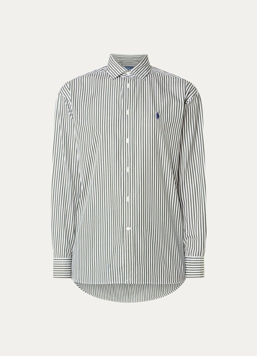 Ralph Lauren Blouse met streepprint en logoborduring - voorkant groen