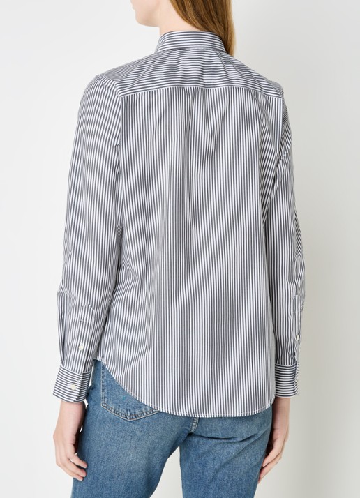 Ralph Lauren Blouse met streepprint en logoborduring - achterkant 3 donkerblauw