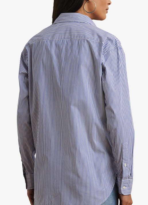 Ralph Lauren Blouse met streepprint en logoborduring - achterkant blue / blauw
