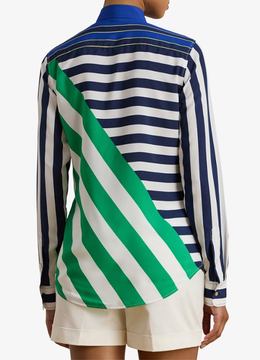 Ralph Lauren Blouse met streepprint - achterkant 5 navy / donkerblauw