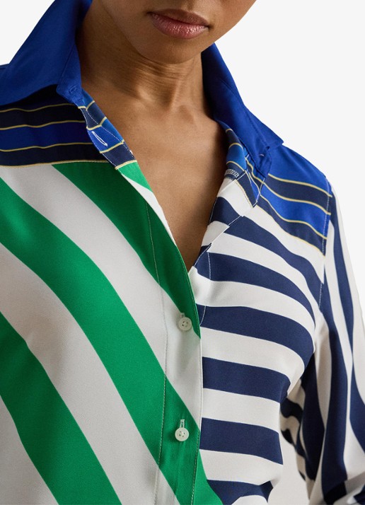 Ralph Lauren Blouse met streepprint - detail 2 navy / donkerblauw