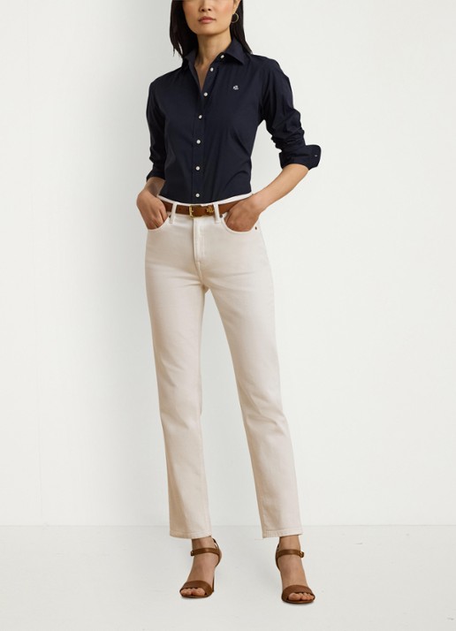 Ralph Lauren Blouse met stretch - voorkant 4 lauren navy / blauw