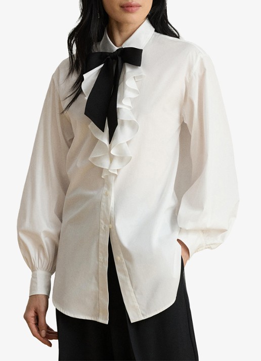 Ralph Lauren Blouse met volant en strikdetail - detail 2 wit