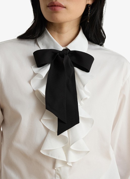 Ralph Lauren Blouse met volant en strikdetail - detail 3 wit
