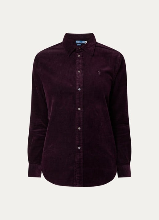 Ralph Lauren Blouse van corduroy - voorkant aubergine