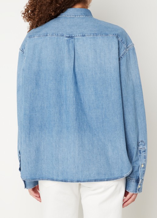 Ralph Lauren Blouse van denim met logoborduring - achterkant 4 indigo