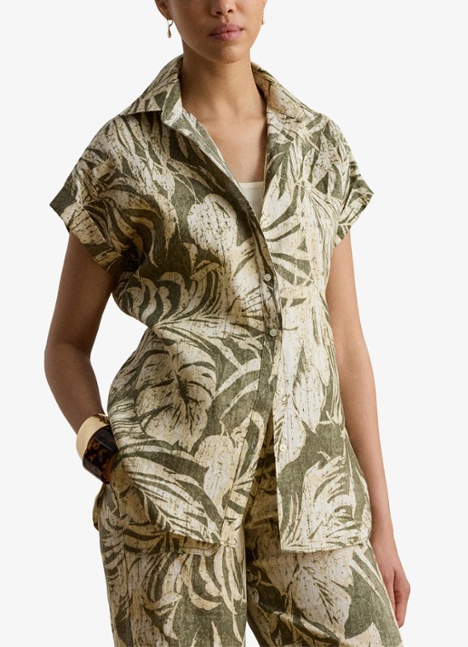 Ralph Lauren Blouse van linnen met bladprint